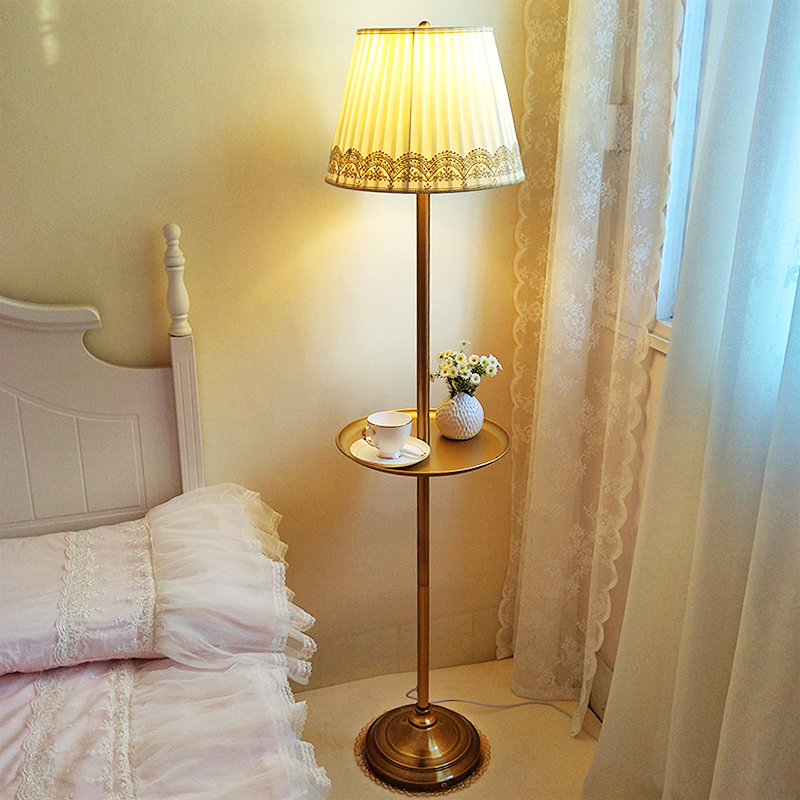 欧式美式轻奢落地灯茶几带托盘客厅卧室书房沙发地灯立式灯现代