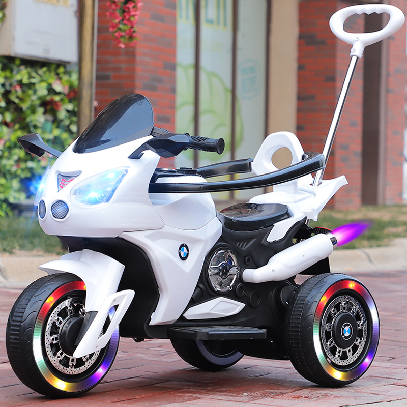 新款儿童电动摩托车三轮车男孩护栏充电带遥控宝宝电瓶玩具车可坐