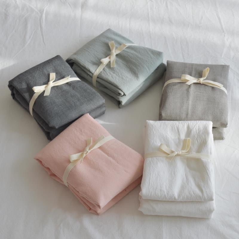 日式简约良品枕头套 全棉水洗棉枕套纯棉白色纯色48x74cm单只枕套