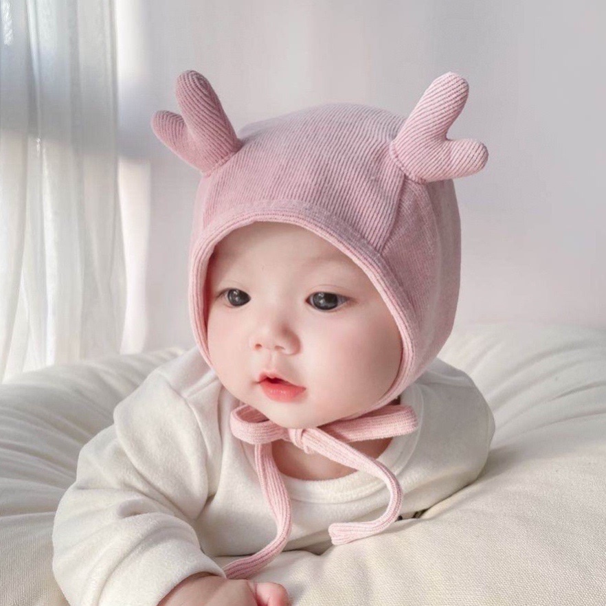 婴儿早秋帽子护耳新生儿两个月女宝宝遮阳帽秋冬男宝春秋洋气胎帽