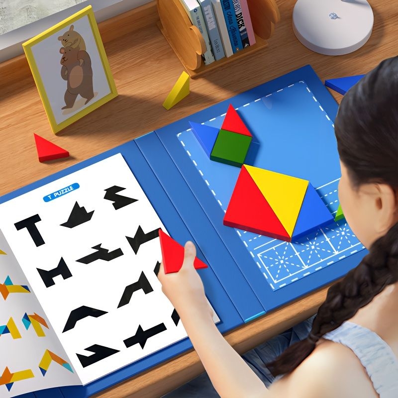 儿童磁性七巧板智力拼图小学生一年级教具磁吸益智玩具思维认知