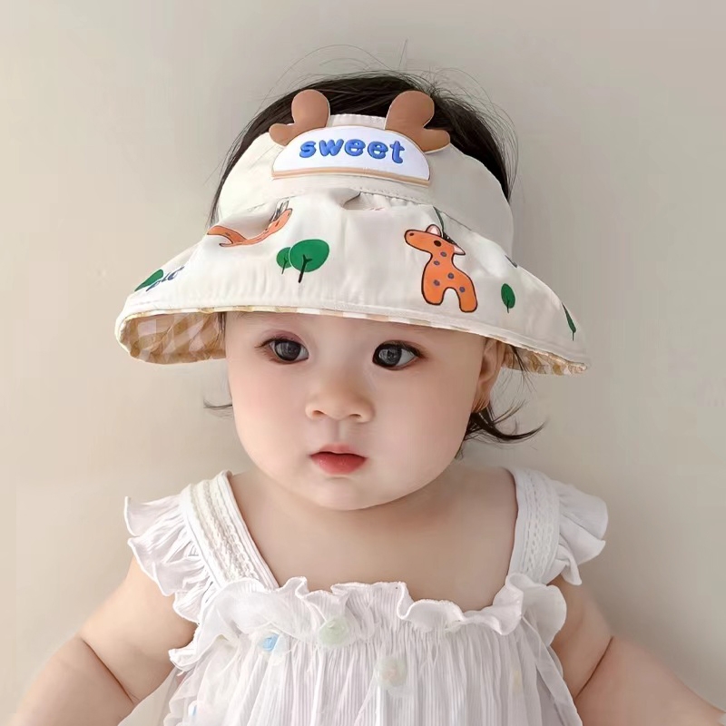 宝宝防晒帽夏季薄款空顶遮阳帽婴儿帽子夏款太阳帽沙滩幼儿渔夫帽