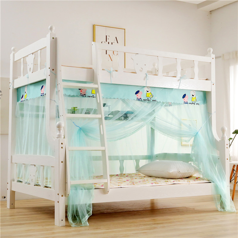 儿童子母床上下铺家用高低床梯形不锈钢支架拉链门学生床通用蚊帐