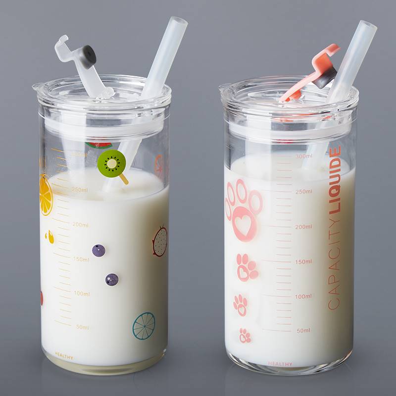 玻璃杯牛奶杯儿童喝奶杯冲奶粉的专用杯子泡牛奶刻度水杯奶茶专用