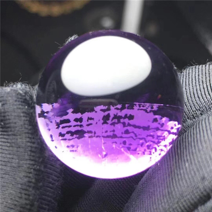 天然紫水晶包裹纹理指纹多宝珠吊坠 紫水晶小球珠子 一物一图