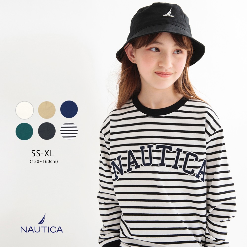 日本诺帝卡小帆船 NAUTICA 2024春儿童装刺绣logo长袖运动圆领T恤