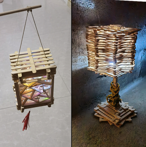 台灯diy手工制作益智材料包雪糕棒棍木条幼儿园童创意粘贴类灯笼