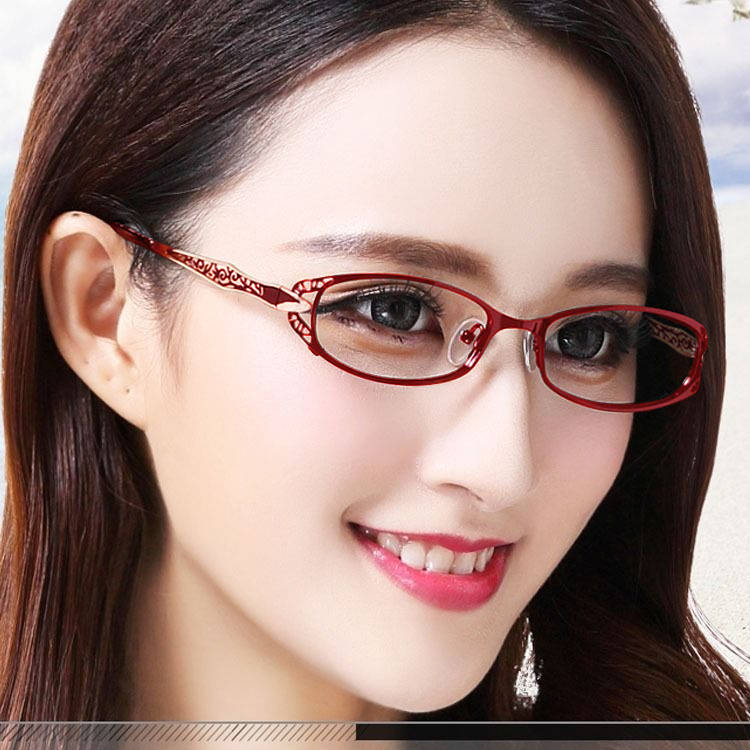 新款时尚气质女款老花眼镜框镂空眼镜架配近视眼镜成品变色轻平光