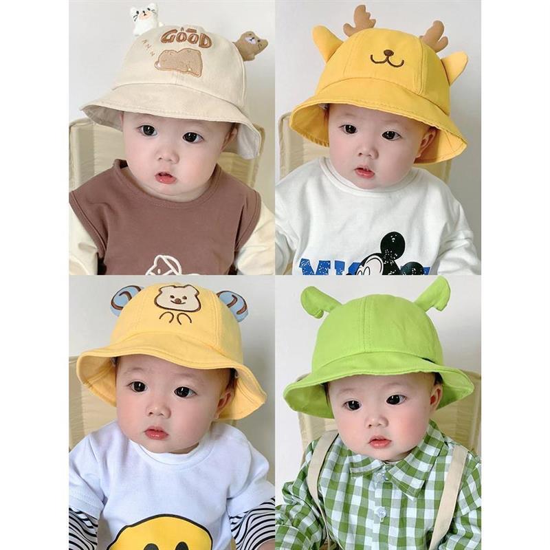 0一1岁婴儿遮阳帽宝宝防晒帽春薄款夏季儿童可爱盆帽男女童渔夫帽