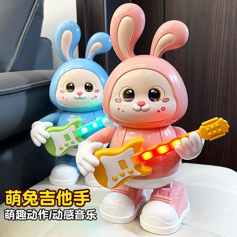 2024新款抖音网红0-1-2-3男孩女孩唱歌跳舞吉他兔子电动玩具