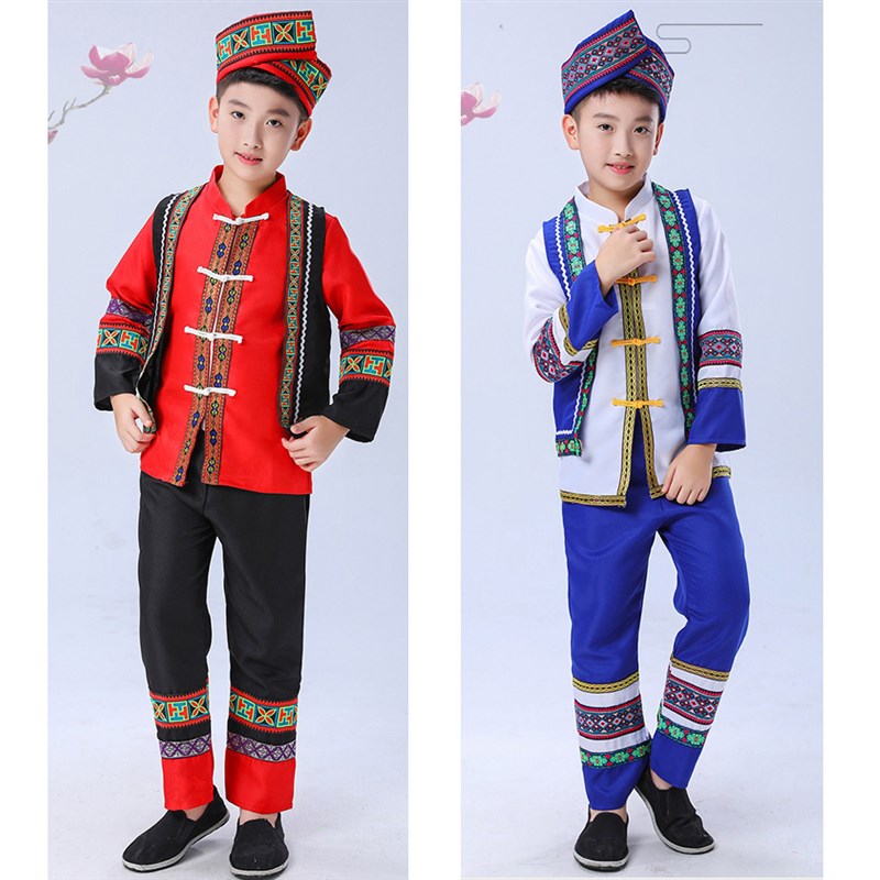 三月三民族服装儿童广西壮族少数特色服饰女童男童舞蹈演出服苗族