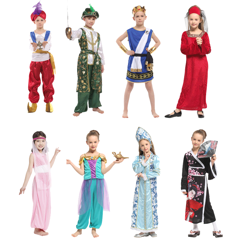 万圣节儿童服装埃及希腊阿拉伯俄罗斯英国雅典娜儿童演出民族服饰