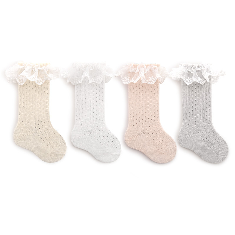 女童袜子夏季镂空网眼薄款婴儿袜子韩国洋气宝宝公主花边中筒棉袜
