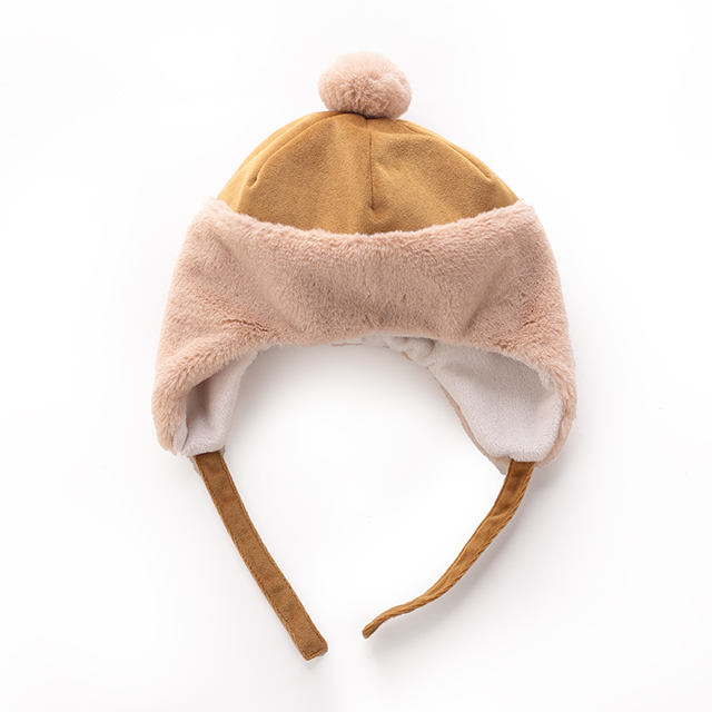 拉比秋冬新款婴儿帽子宝宝加绒护耳帽男女童幼儿保暖毛绒BB帽