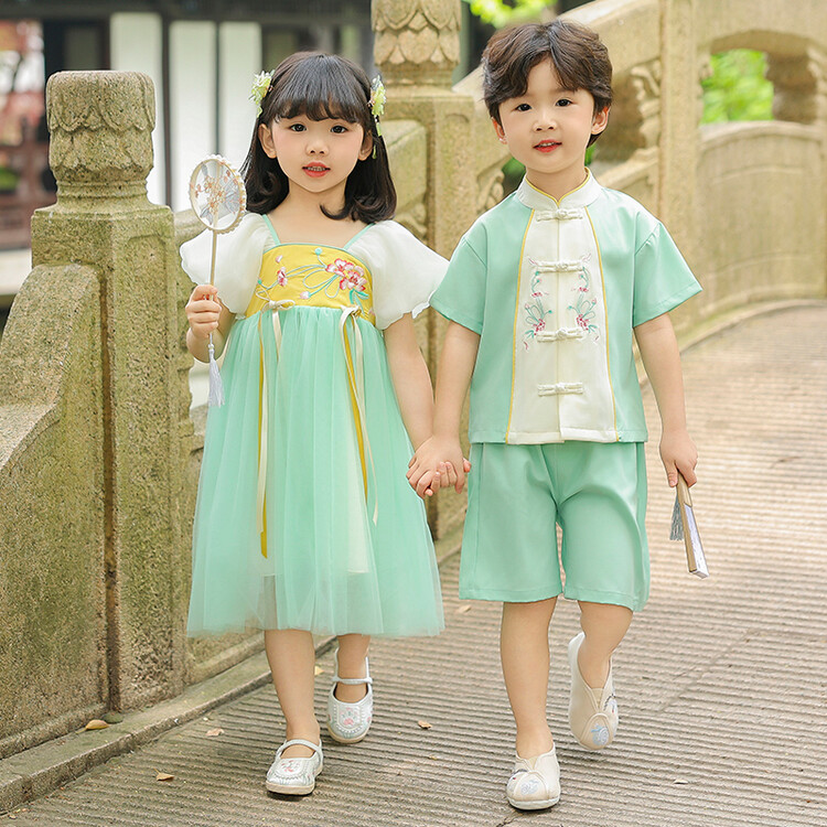 儿童装男童汉服夏装中国风六一表演幼儿园唐装民族国学女童古装潮