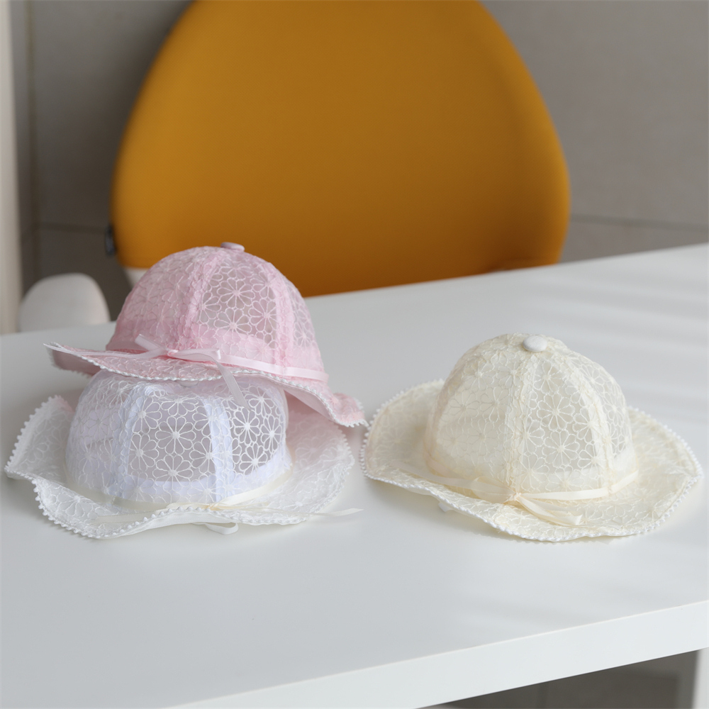 婴儿帽子夏季薄款透气网眼儿童女宝宝防晒太阳帽凉公主遮阳渔夫帽