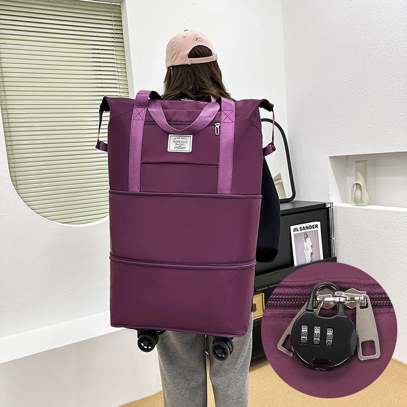 旅行袋双肩背包大容量拆卸万向轮收纳包行李袋便携双层托运包带轮