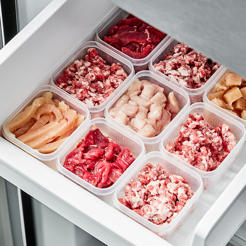 日本进口冰箱冻肉分格盒子冷冻食品级收纳盒专用小号保鲜盒分装盒