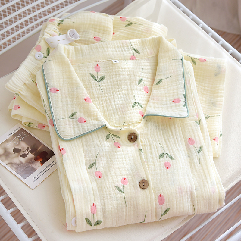 孕妇睡衣夏季薄款纯棉纱布月子服产后透气吸汗好哺乳喂奶衣家居服