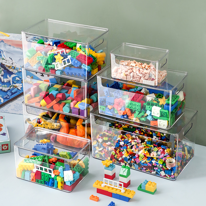 XH透明乐高拼装零件收纳盒积木玩具桌面收纳箱儿童书本整理筐书架