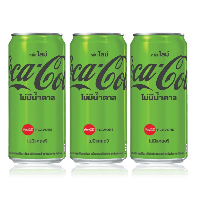 【新品】泰国可口可乐汽水无糖可乐进口碳酸饮料青柠味325ml罐装