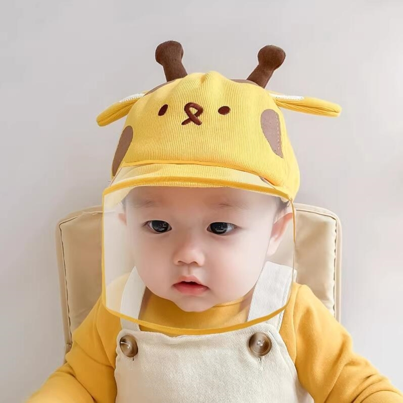 婴儿防护面罩0岁宝宝防护神器儿童防风遮阳渔夫帽脸罩防飞沫帽子