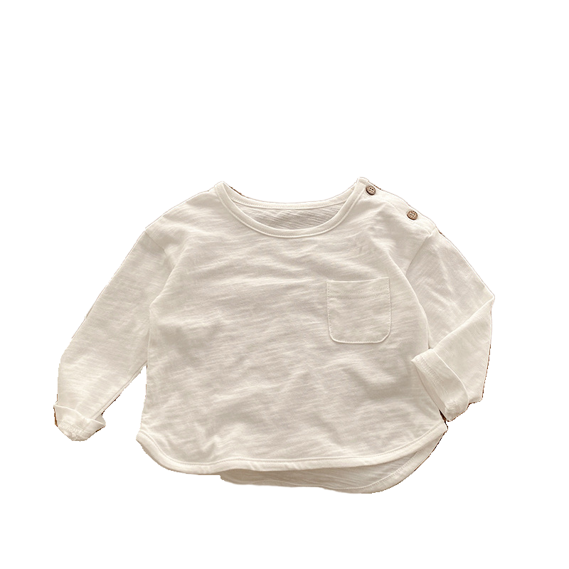 宝宝竹节棉T恤0-3岁春秋季男童纯色打底衫柔软上衣婴儿长袖内搭潮