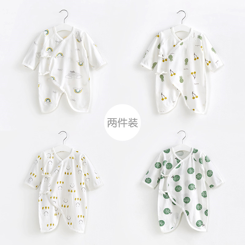 新生婴儿衣服夏季长袖薄款0纯棉3月初生和尚夏装蝴蝶衣宝宝连体衣