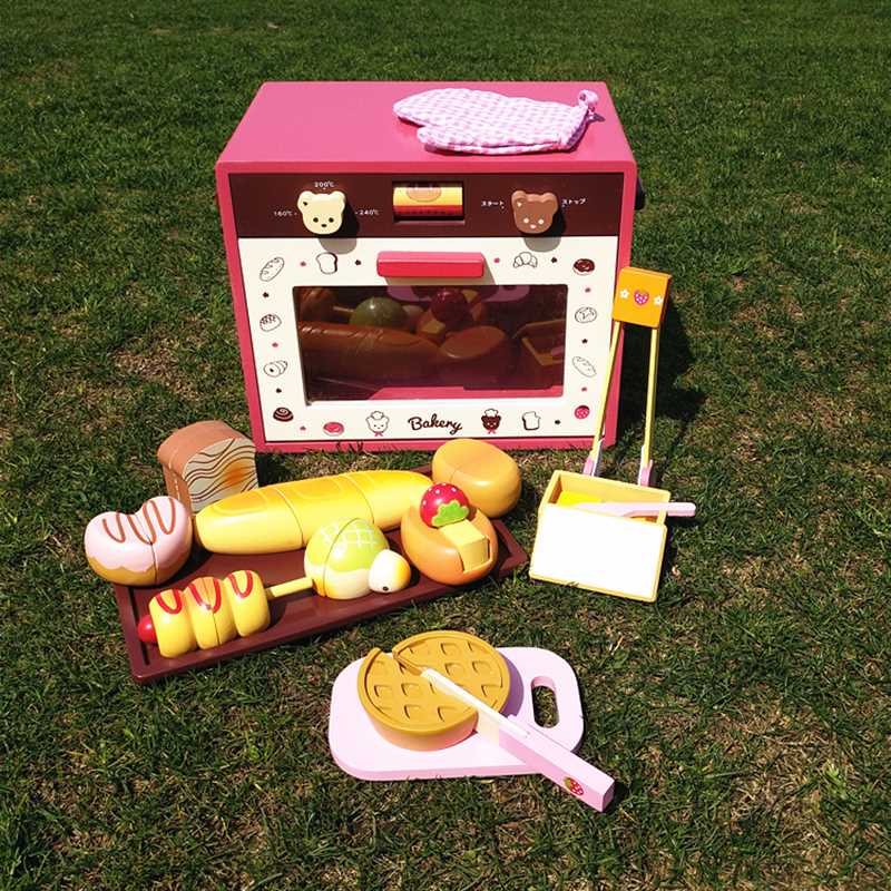 新款宝宝礼物面包烤箱制造组女孩男孩过家家木制烤炉玩具厨房儿童