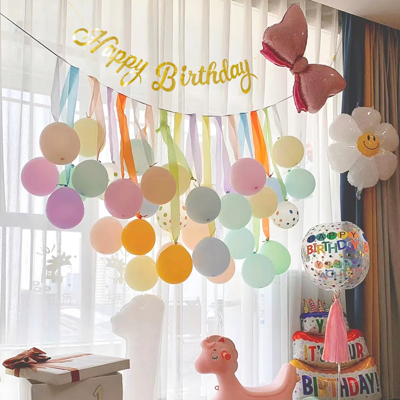 男孩女孩宝宝儿童周岁生日装饰品场景布置气球快乐背景墙派对用品
