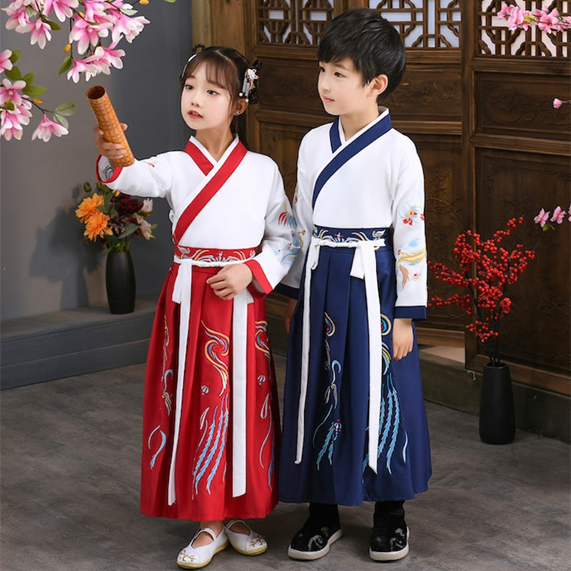 汉服男童国学服中国风儿童古装小学生书童服装三字经弟子规演出服