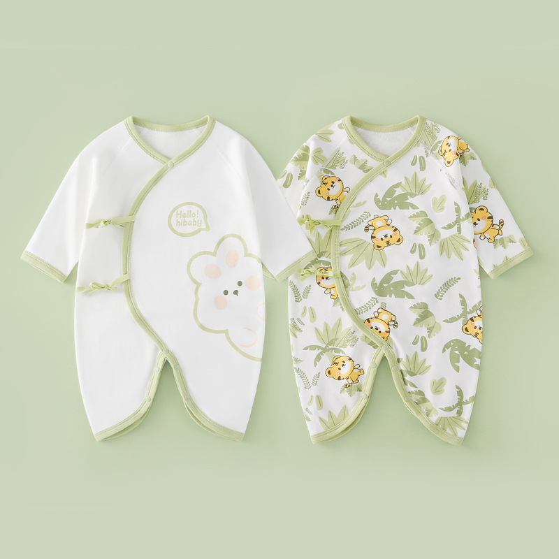 速发2件装0-6月新生儿衣服春秋季宝宝连体衣纯棉和尚服初生婴儿哈