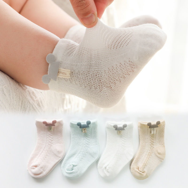 新生婴儿童袜子0夏季薄款1透气2网眼男童女童宝宝袜子可爱超萌3岁