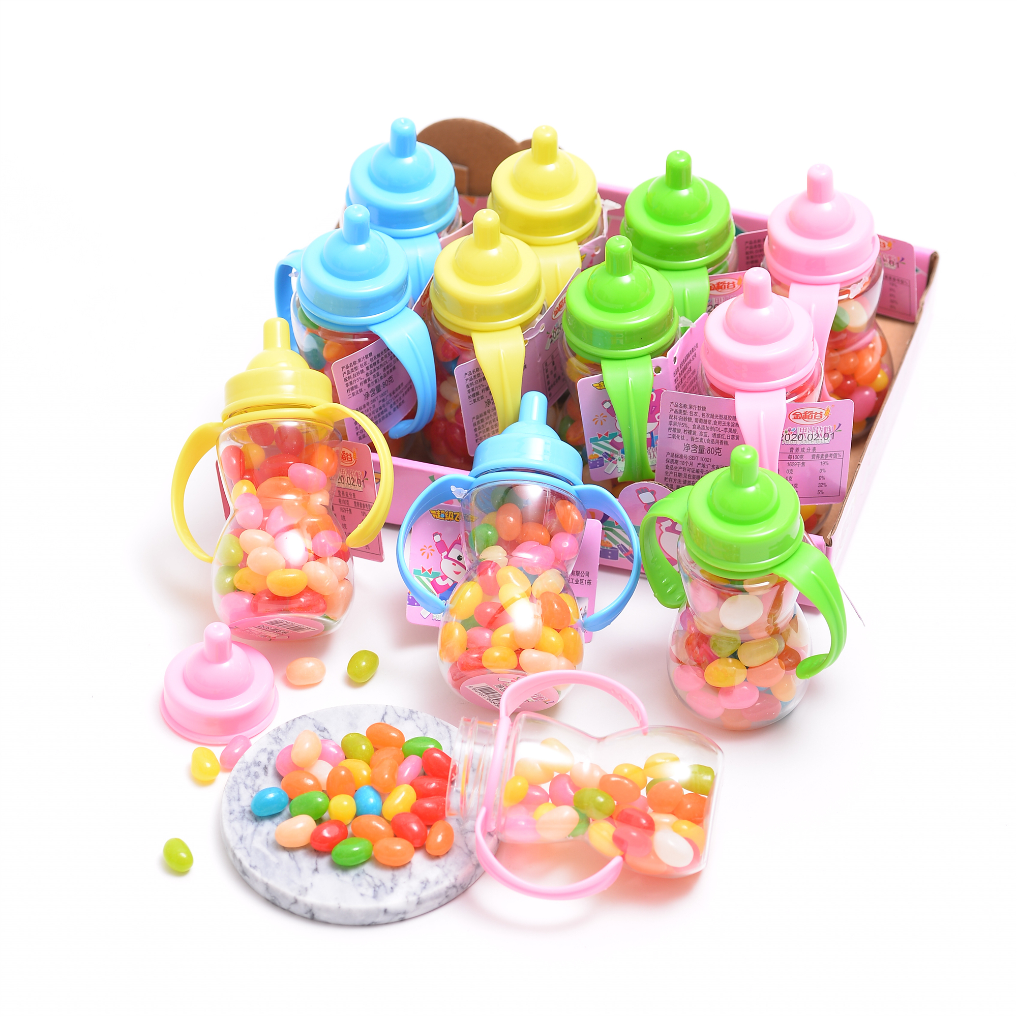 儿童创意新奇奶瓶造型超级飞侠果汁软糖趣味玩具凝胶糖果零食软糖