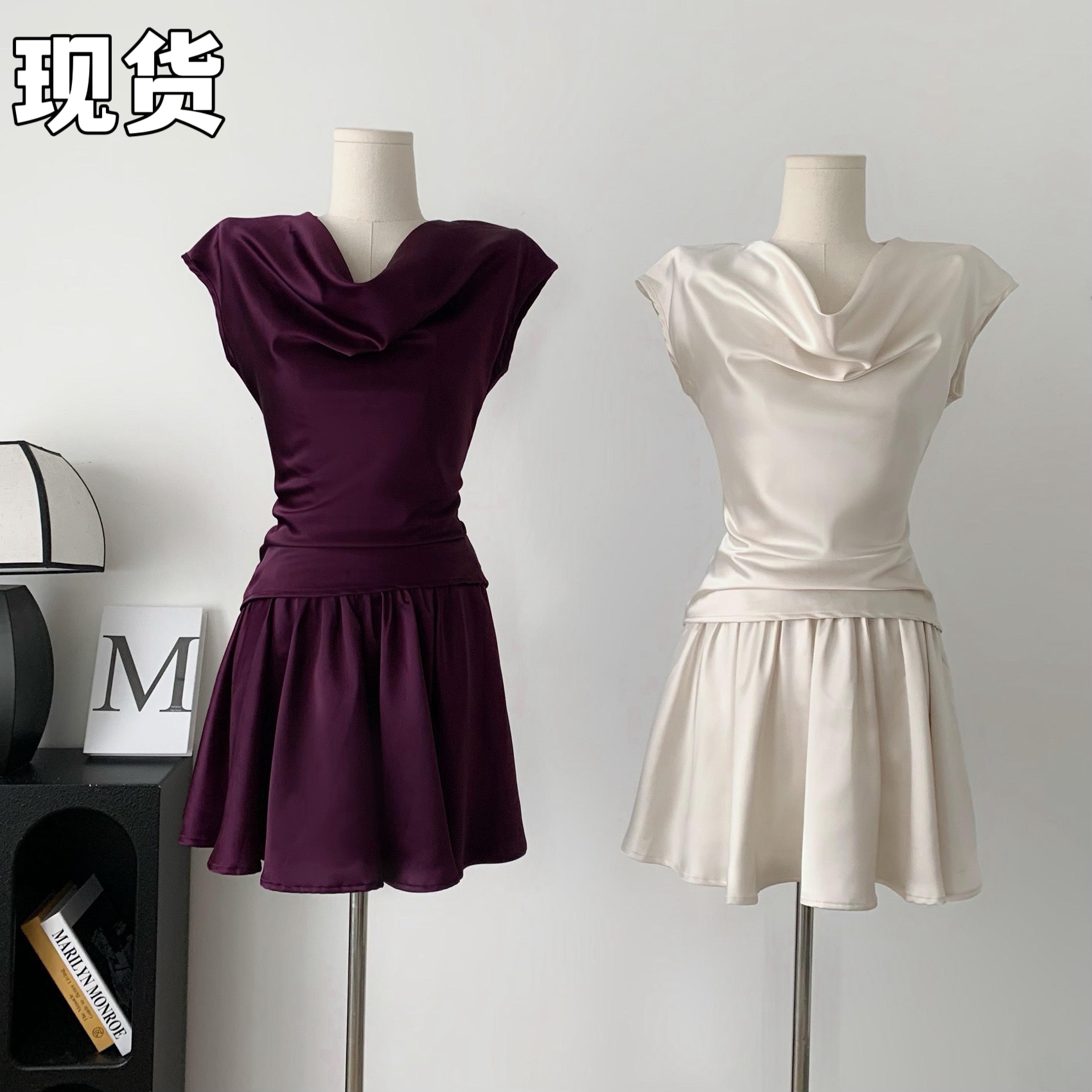 Wuuus 【Highline】【月光琉璃玉】78%真醋酸上衣套装半裙两件套