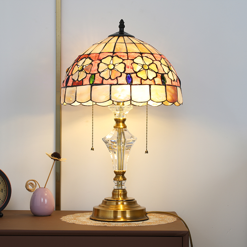 美式台灯轻奢水晶床头灯家用卧室客厅帝凡尼贝壳欧式个性大气台灯