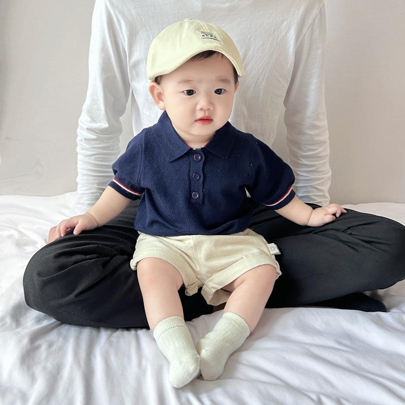 ins韩版婴儿衣服夏季短袖POLO针织衫薄男宝时髦百搭洋气休闲上衣