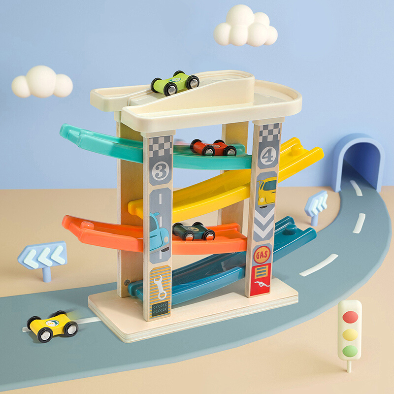 益智滑翔轨道车滑梯停车场2-3-4岁男孩女宝宝儿童玩具小汽车