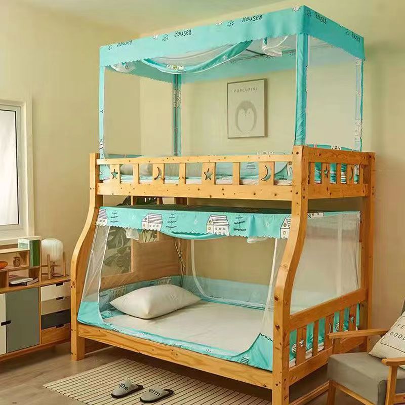 子母床上下铺蚊帐梯形双层高低床母子床遮光床帘S一体家用儿童防