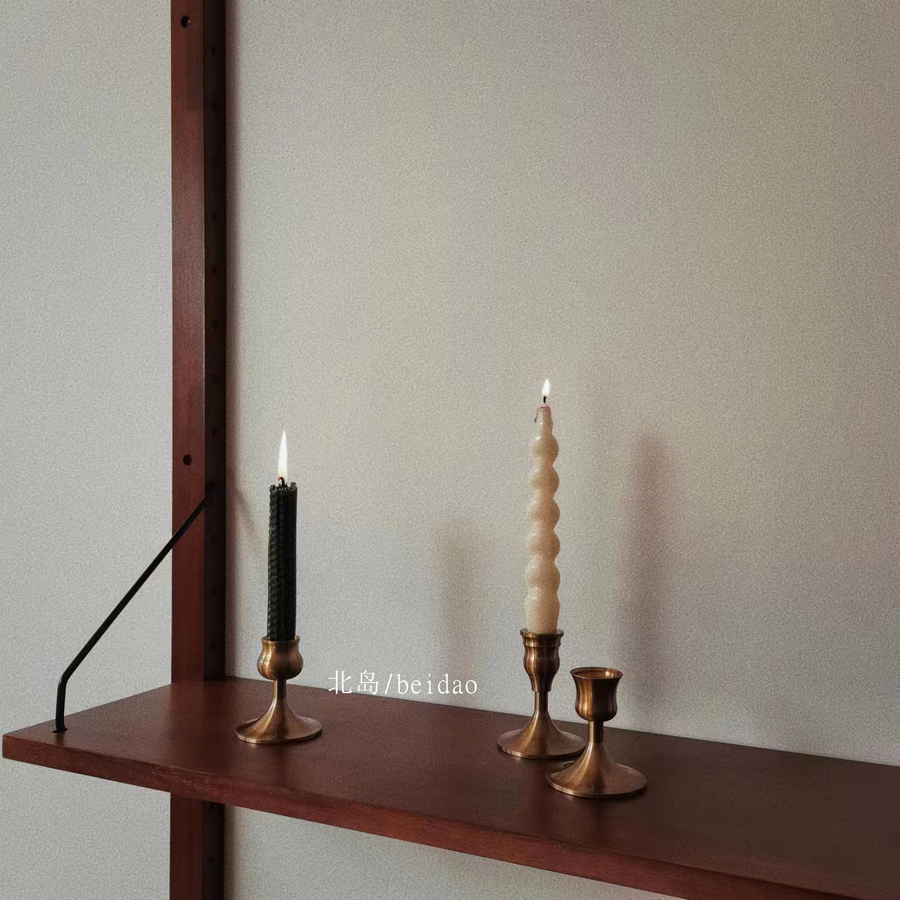 轻奢北欧法式复古典黄铜色家用铝制蜡烛台摆件金属浪漫烛光晚餐桌