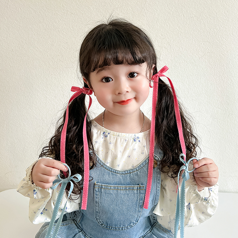 2个装 彩色丝带编发发绳可爱甜美蝴蝶结绑发头绳不伤发皮筋儿童女