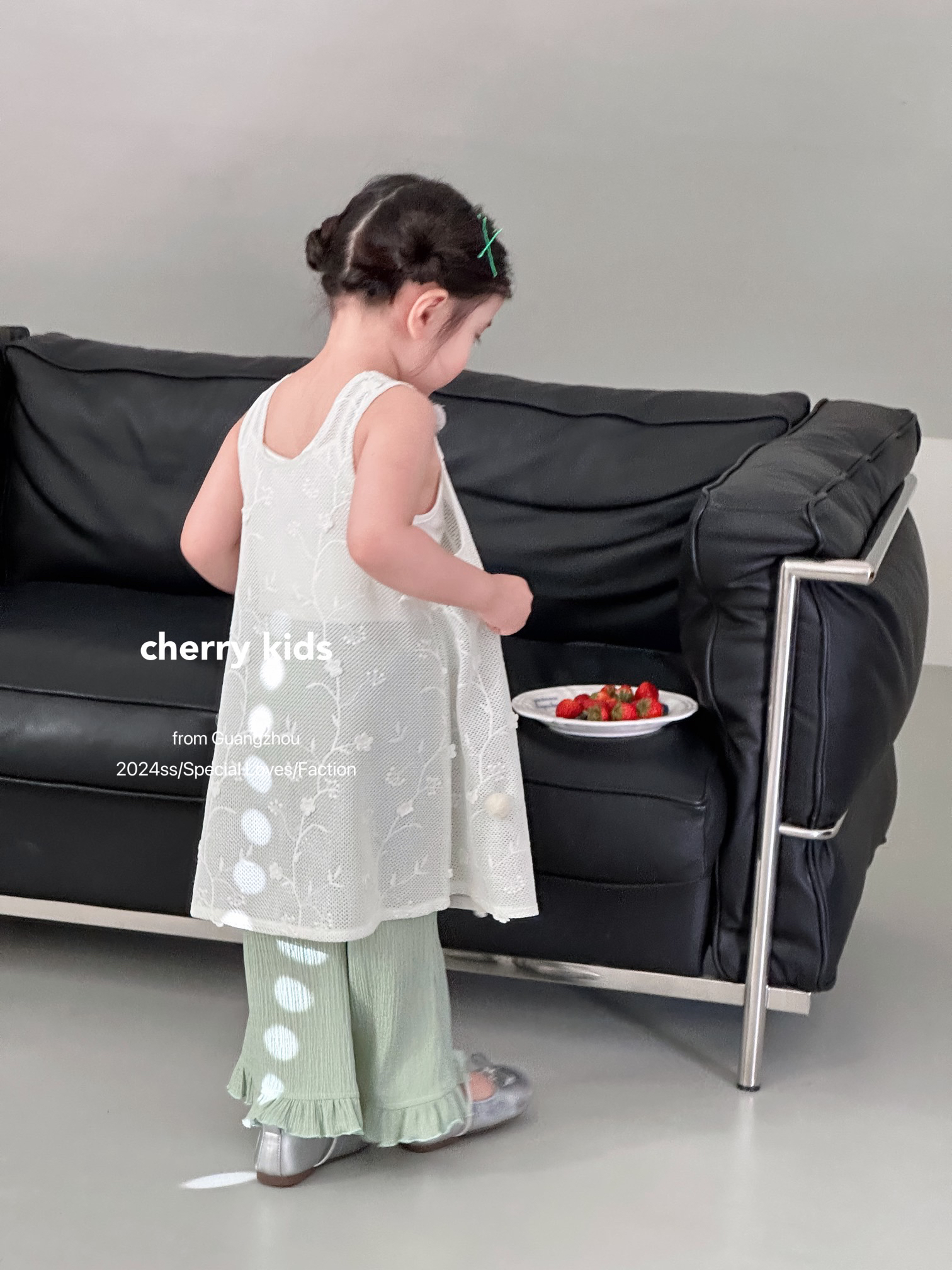 cherry kids夏装新款女童套装儿童洋气多巴胺彩色针织背心裙裤子