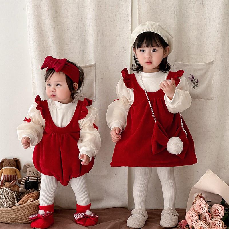 女童连衣裙子婴儿冬装女宝宝衣服公主冬季周岁礼服拜年新年姐妹装