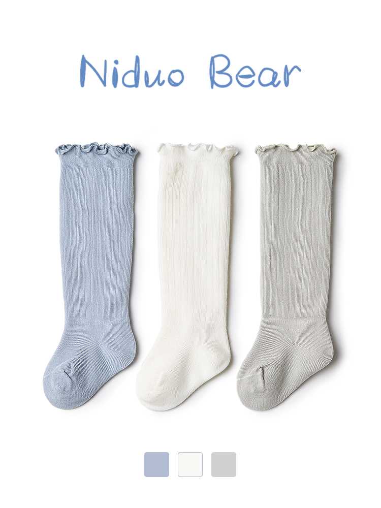 尼多熊婴儿长筒袜夏款棉薄款初生宝宝新生儿过膝袜夏季松口长袜