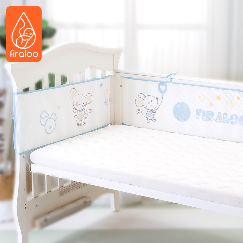婴儿床床围夏天薄款透气3D网眼防撞挡布宝宝床上用品套件四季通用