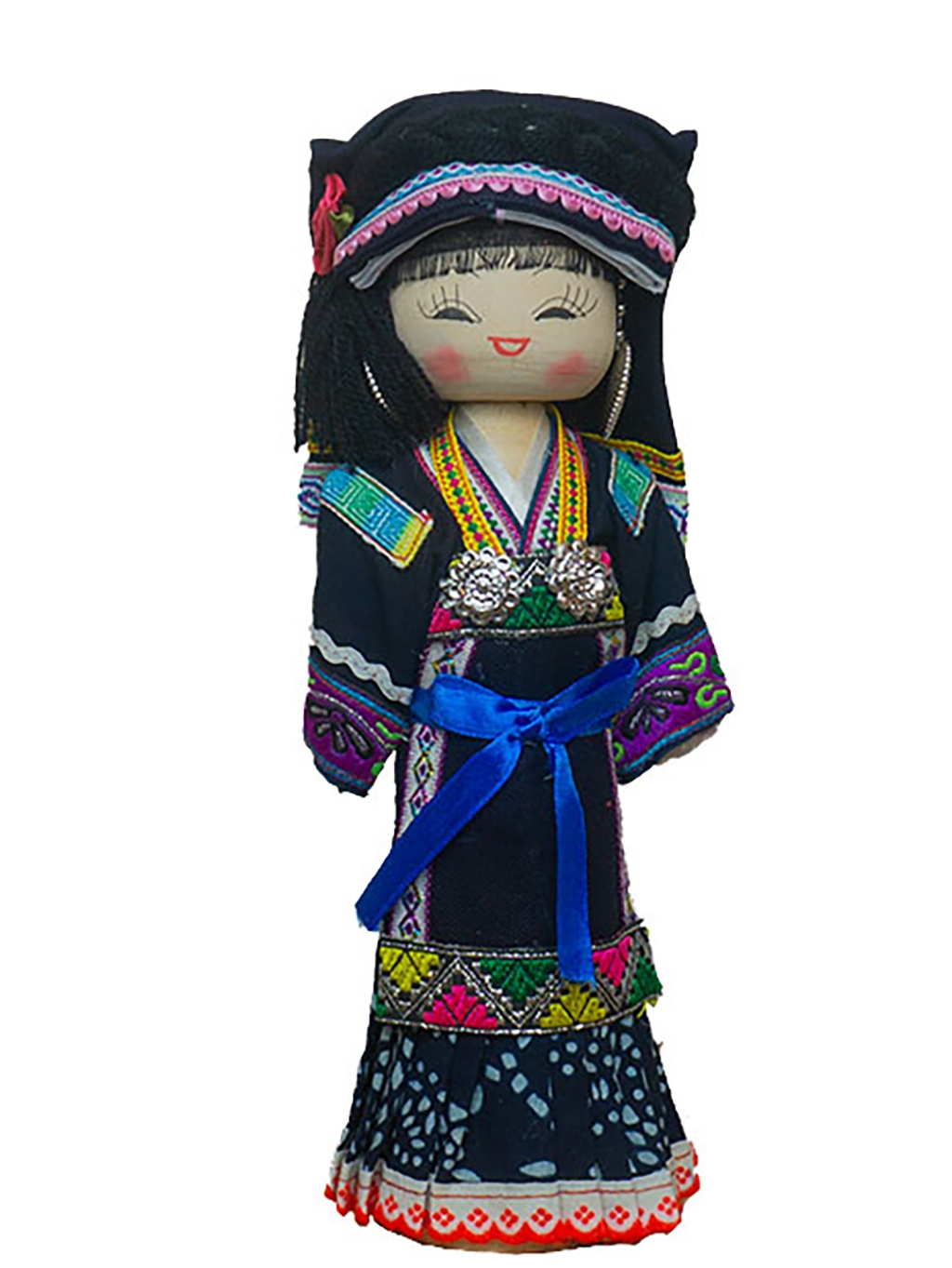 苗族娃娃工艺玩具贵州摆品壮族件少数木制特色礼品民族服饰人布衣