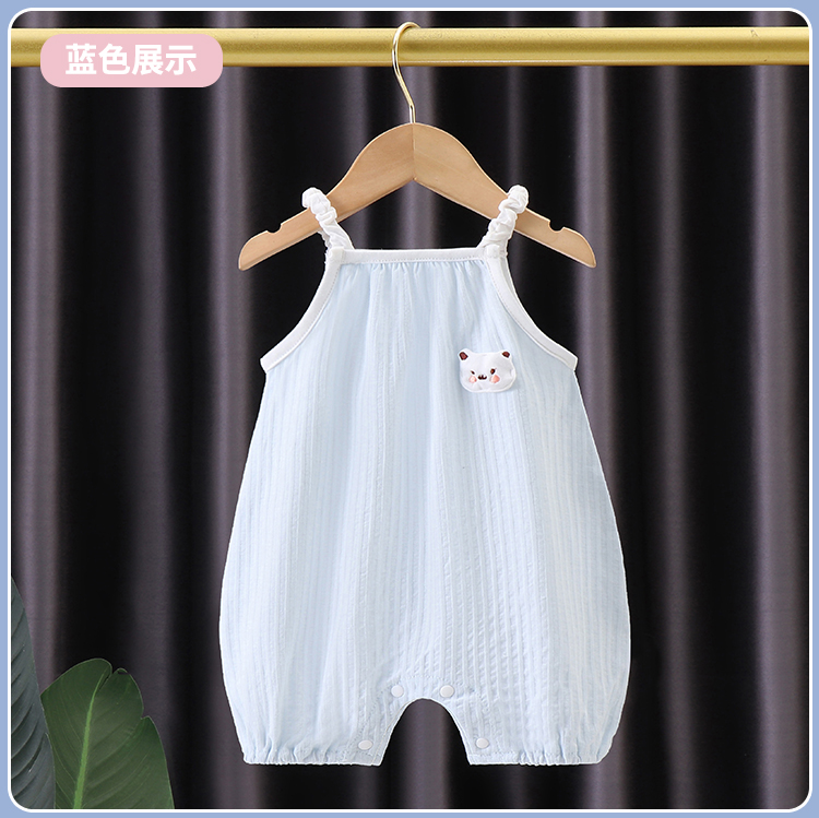 宝宝连体衣夏季薄款婴儿吊带哈衣空调服新生儿衣服夏装睡衣外出服