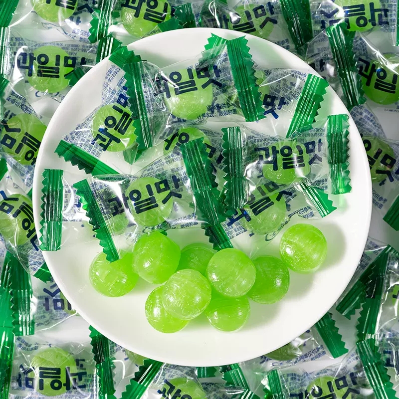 龙客韩式青提味硬糖500g水果糖青葡萄味糖果儿童婚庆喜糖招待零食