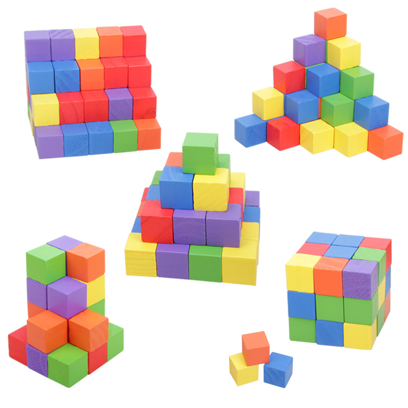 正方体积木数学教具正方形积木小方块木头块状积木小学生模具模型