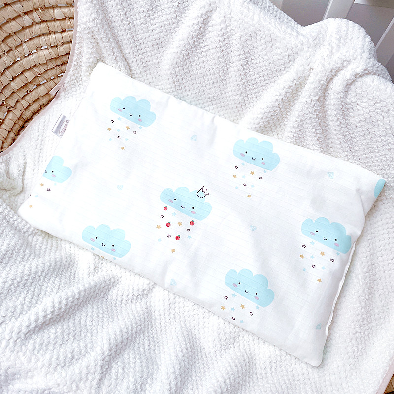 元霜宝贝婴儿平枕0-1岁 纱布纯棉宝宝枕头透气吸汗新生儿护颈枕